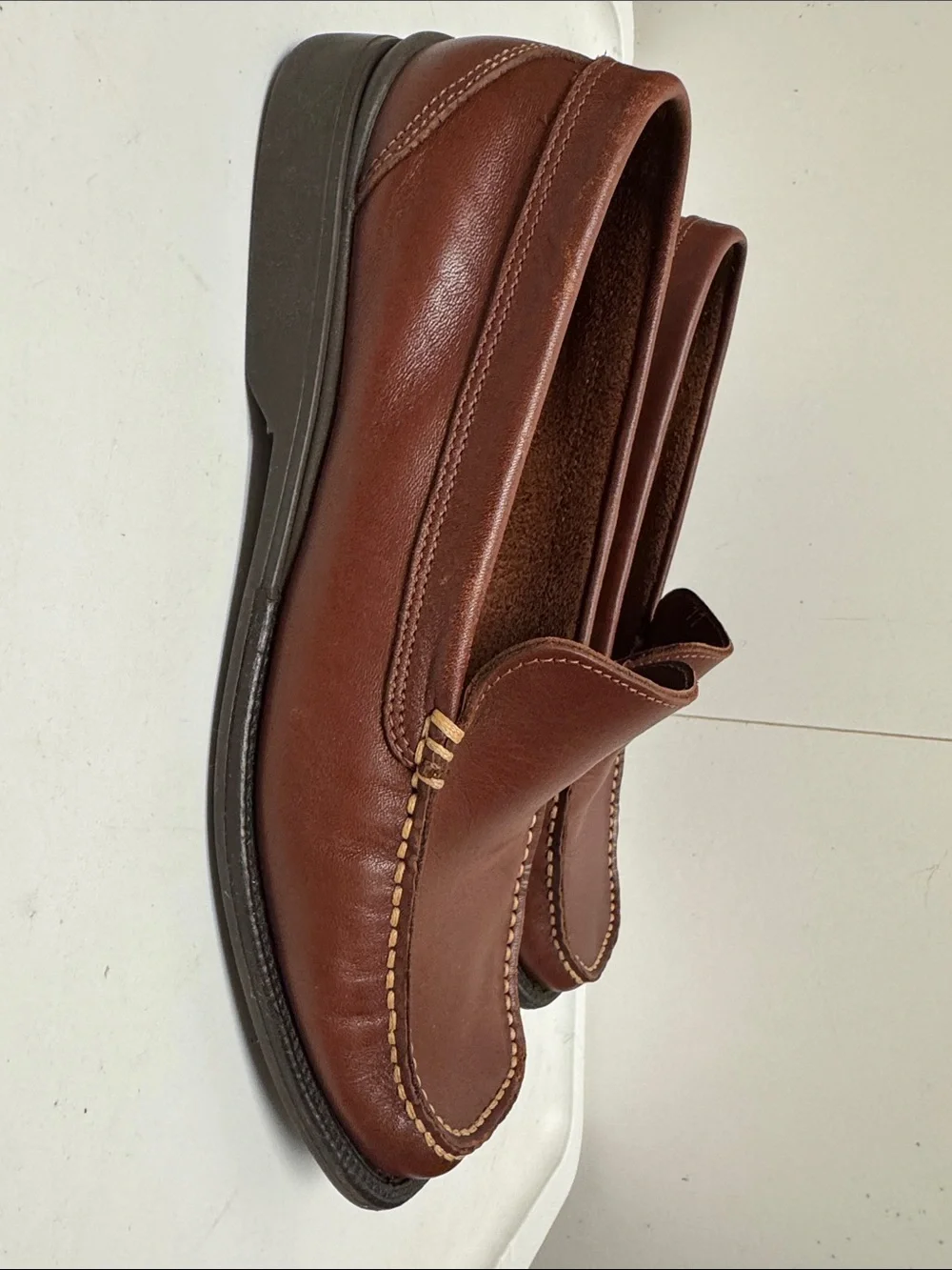 Brass Boot Brown Leather Slip-On Loafers for Men